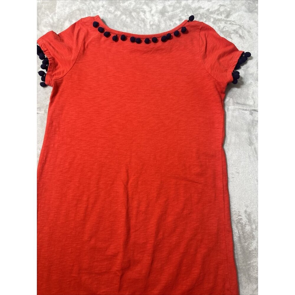 Women’s Boden T-shirt Dress Red Orange Pom-Pom Size 8 - Picture 13 of 13